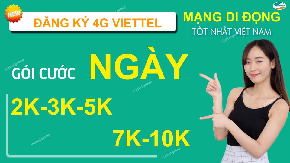 Hướng dẫn đăng ký gói cước 2k,3k,4k,5k,7k,10k, Viettel