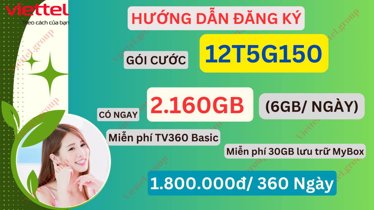Gói cước 12T5G150 Viettel