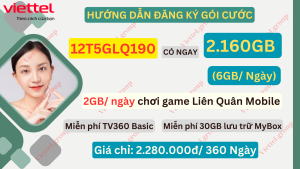 Gói cước 12T5GLQ190 Viettel
